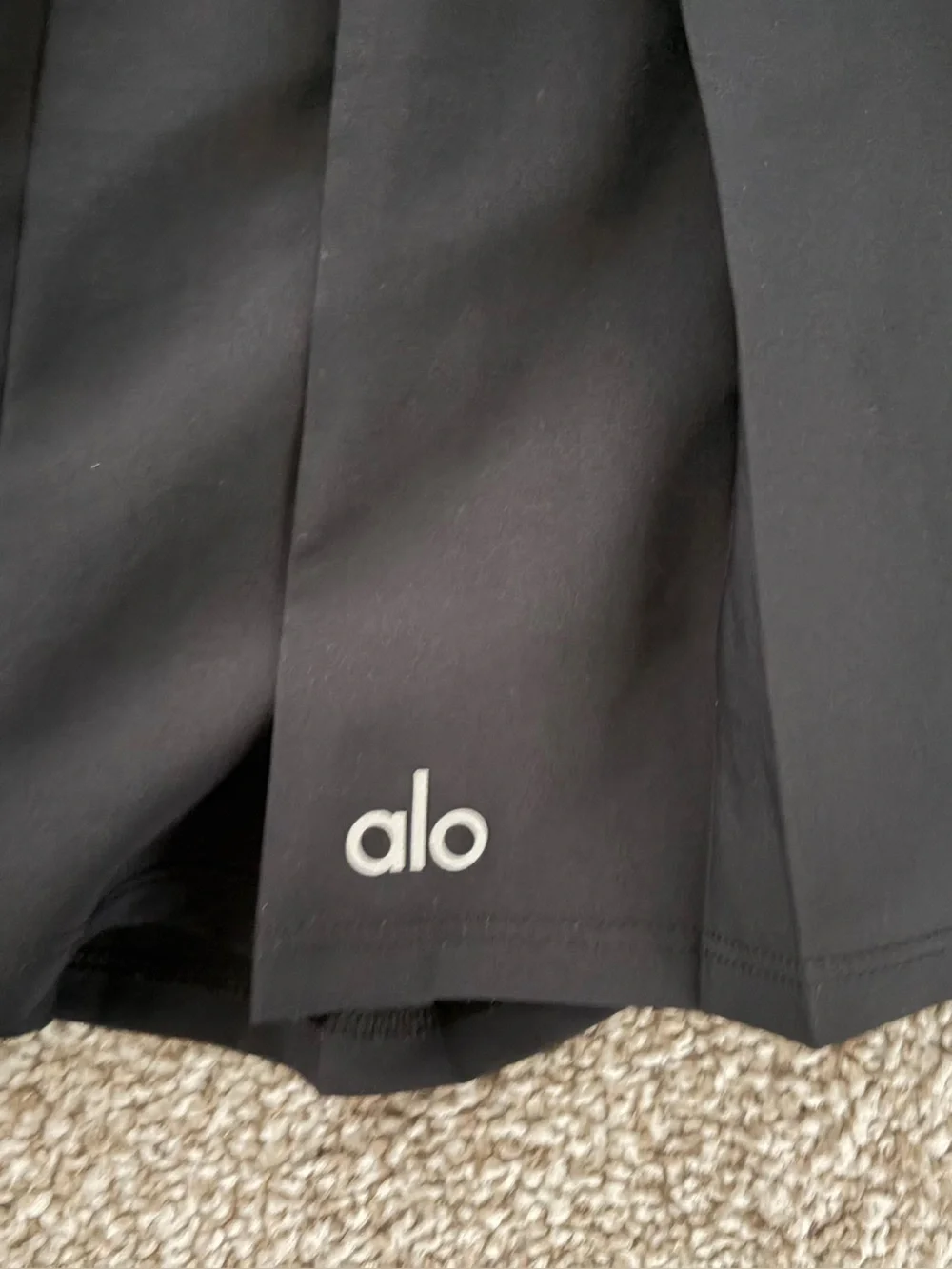 ALO Yoga Black Pleated Skater Skirt